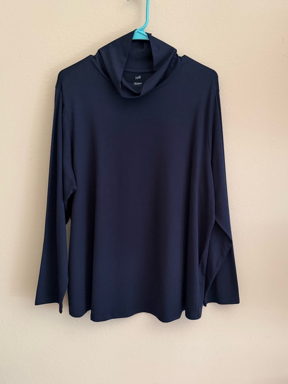 J. Jill Supima Cotton Cowl Neck Top Plus Size 2X Navy Blue